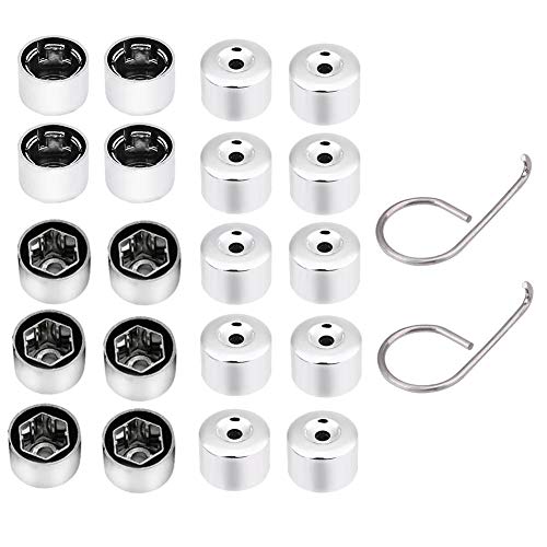 Keenso 20pcs 17mm Tapones de Tornillos de Ruedas Cromado, Tapones Tornillos Llantas de Plata