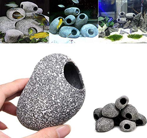 KeepGrace 3 piezas de acuario cíclidos piedra cerámica roca cueva acuario pecera estanque camarones cría adorno decorativo canicas