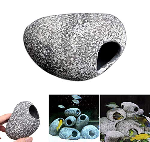 KeepGrace 3 piezas de acuario cíclidos piedra cerámica roca cueva acuario pecera estanque camarones cría adorno decorativo canicas