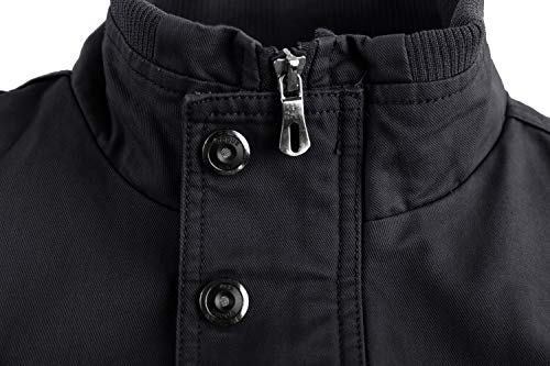 KEFITEVD Transition Jacket Men Cargo Spring Flight Jacket Dentro del Bolsillo con Cremallera Pilot Parker cálido a Prueba de Viento Negro M