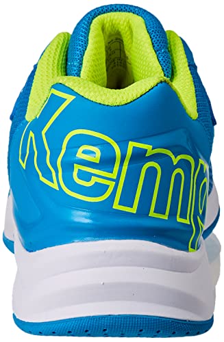 Kempa Attack 2.0 Junior, Zapatilla de Balonmano, Azul/Amarillo Fluor, 31 EU