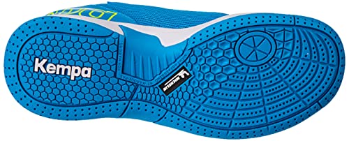 Kempa Attack 2.0 Junior, Zapatilla de Balonmano, Azul/Amarillo Fluor, 31 EU