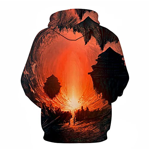 KERDEKR Suéter Casual 3D Cielo Estrellado Digital impresión suéter Casual con Capucha M