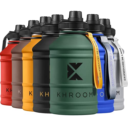 Khroom® Botella de Agua XXL de 2.2 litros de Acero Inoxidable | Adecuado Ácido Carbónico | Libre de BPA | Botella de Fitness de 2L para deportes, gimnasia y ocio (Verde)