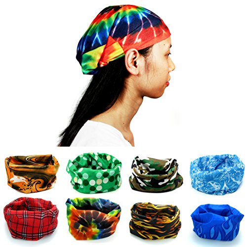 Kilofly - Pack de 6 tubulares multifunción sin costuras, surtidos; accesorio para la cabeza, bandana, braga de cuello 8 piezas B. Talla única