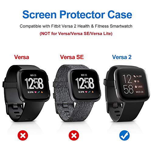 KIMILAR Funda Compatible con Fitbit Versa 2 Protector de Pantalla (NO para Versa/Versa Lite/SE), [4 Pack] Suave TPU Cubierta Cover Case para Versa 2 Smartwatch, Negro/Oro Rosa/Plata/Claro