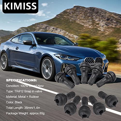 Kimiss 10 Piezas TR412 Válvula de Encaje de Neumático del Vástago del Neumático del Casquillo del neumático Válvula de Goma