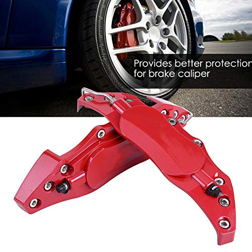 KIMISS 2 piezas de protección de la pinza de freno del automóvil, cubierta de la pinza de freno sin fin de aluminio para el eje de rueda 16in-17in medio (rojo)