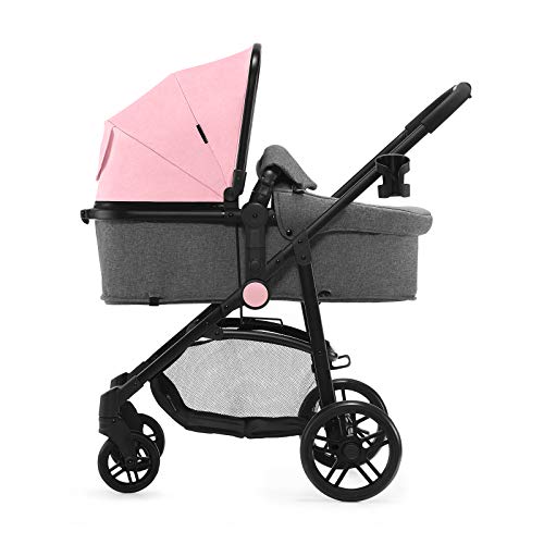 Kinderkraft Carrito Bebé 3 en 1 JULI, Silla de Paseo, Silla Coche, Accesorios, Rosa