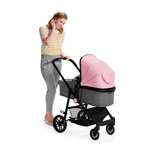 Kinderkraft Carrito Bebé 3 en 1 JULI, Silla de Paseo, Silla Coche, Accesorios, Rosa