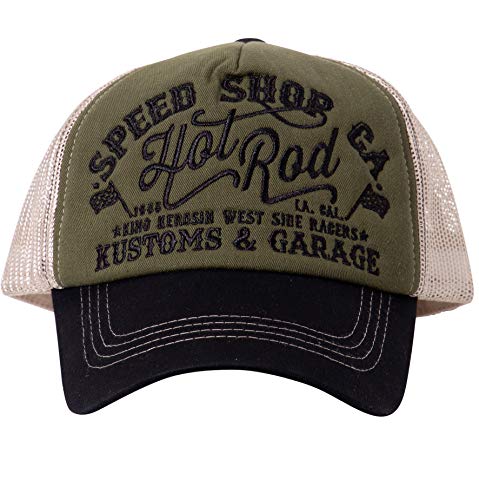 King Kerosin Hot Rod Gorra de bisbol, Verde Oliva, Talla única para Hombre