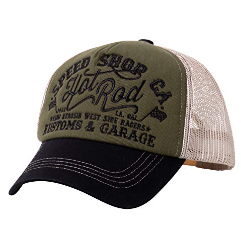 King Kerosin Hot Rod Gorra de bisbol, Verde Oliva, Talla única para Hombre