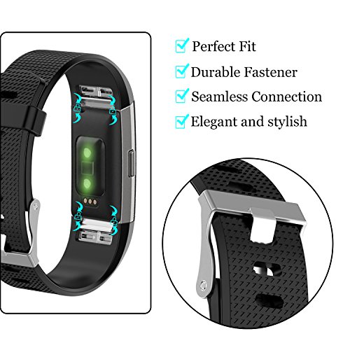 KingAcc Correa para Fitbit Charge 2, Silicona Suave Pulsera de Respueto con Hebilla de Metal Compatible con Fitbit Charge 2 smartwatch