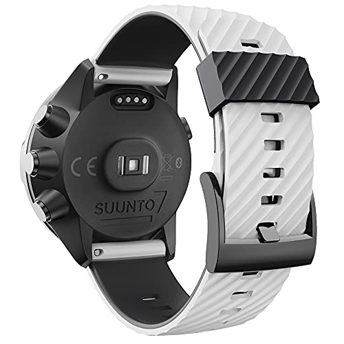 KINKUUN Correas para relojes Compatible con Suunto 7/9/spartan sport+wrist hr/9 baro/D5 Pulseras de repuesto.Correa de Reloj.(Blanco + negro)