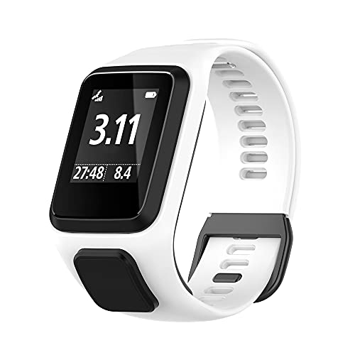 KINKUUN Correas para relojes Compatible con TomTom Runner 2/3 Spark/3 Cardio + Music Pulseras de repuesto.Correa de Reloj.(blanco)