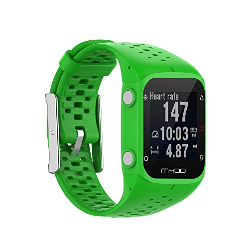 KINOEHOO Correas para relojes Compatible con Polar M400 M430 Pulseras de repuesto.Correas para relojesde siliCompatible cona.(Verde)