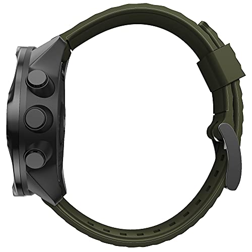 KINOEHOO Correas para relojes Compatible con Suunto 7/9/9 baro/D5/spartan sport Pulseras de repuesto.Correas para relojesde silicona.(Ejercito verde)