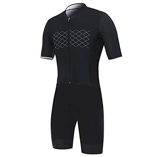 KISAD Ropa de Ciclismo Triatlón Skinsuit de Ciclismo One Pieza de Manga Corta de Verano Ropa de Ciclismo Jerseys Jumpsuit Equipo de Skinsuit Triatlón (Color : Noir, Size : XL)