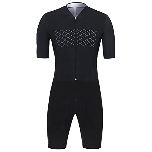 KISAD Ropa de Ciclismo Triatlón Skinsuit de Ciclismo One Pieza de Manga Corta de Verano Ropa de Ciclismo Jerseys Jumpsuit Equipo de Skinsuit Triatlón (Color : Noir, Size : XL)
