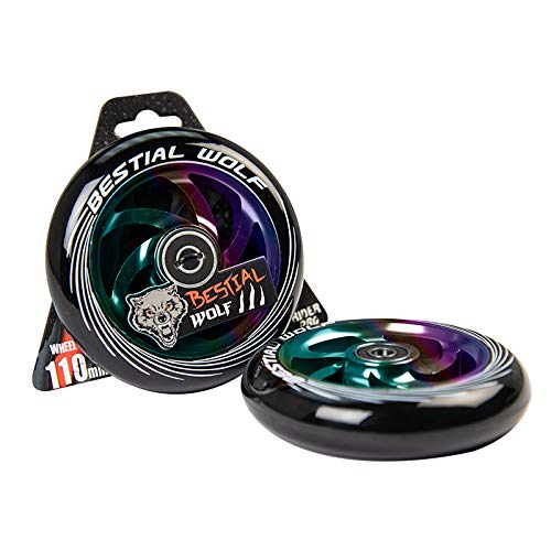 Kit 2 TWISTER-110 Rueda Bestial Wolf 110 mm para patinetes Pro Scooters Ideal para Parck y Freestyle (Rainbow)