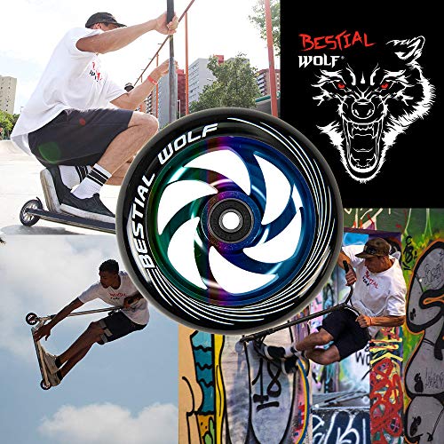 Kit 2 TWISTER-110 Rueda Bestial Wolf 110 mm para patinetes Pro Scooters Ideal para Parck y Freestyle (Rainbow)