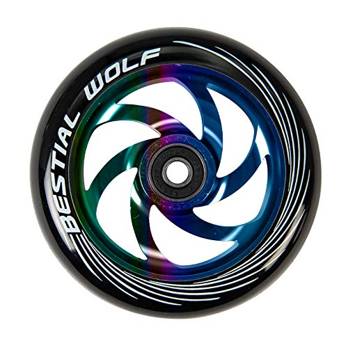 Kit 2 TWISTER-110 Rueda Bestial Wolf 110 mm para patinetes Pro Scooters Ideal para Parck y Freestyle (Rainbow)