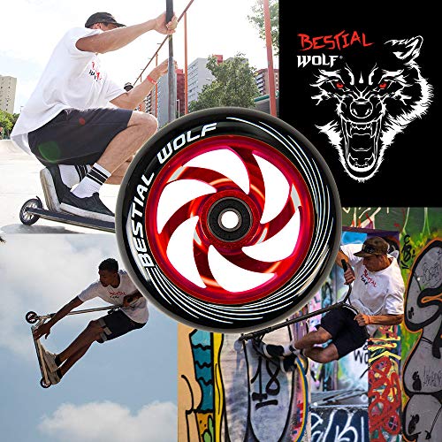 Kit 2 TWISTER-110 Rueda Bestial Wolf 110 mm para patinetes Pro Scooters Ideal para Parck y Freestyle (Rojo)