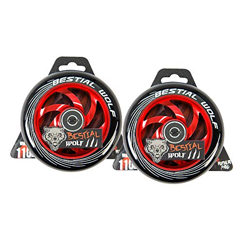 Kit 2 TWISTER-110 Rueda Bestial Wolf 110 mm para patinetes Pro Scooters Ideal para Parck y Freestyle (Rojo)