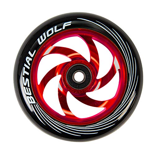 Kit 2 TWISTER-110 Rueda Bestial Wolf 110 mm para patinetes Pro Scooters Ideal para Parck y Freestyle (Rojo)