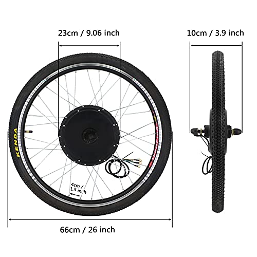 Kit de conversión para bicicleta eléctrica de 26 pulgadas, 48 V, 1000 W, motor de buje para bicicleta, bicicleta eléctrica, kit de conversión (rueda delantera)