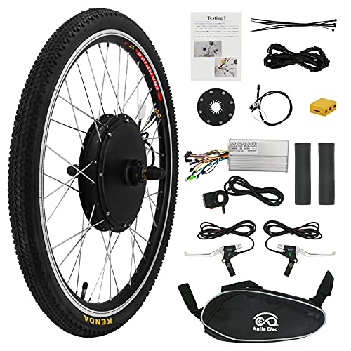 Kit de conversión para bicicleta eléctrica de 26 pulgadas, 48 V, 1000 W, motor de buje para bicicleta, bicicleta eléctrica, kit de conversión (rueda delantera)