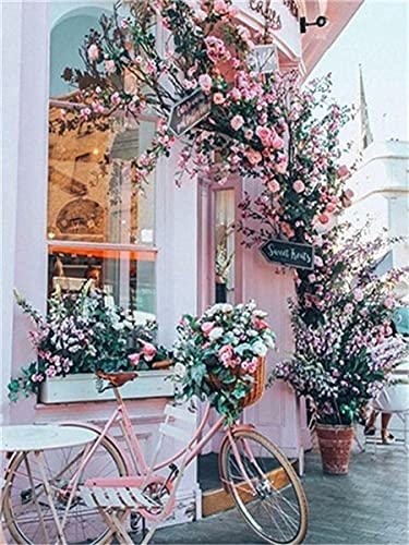 Kit de pintura de diamantes mosaico de paisaje de bicicleta bordado de flores punto de cruz bicicleta Rosa Floral decoración del hogar A8 60x80cm
