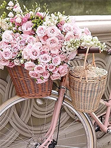 Kit de pintura de diamantes mosaico de paisaje de bicicleta bordado de flores punto de cruz bicicleta Rosa Floral decoración del hogar A8 60x80cm
