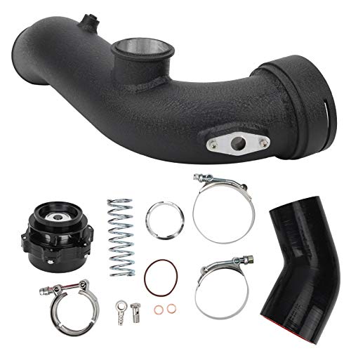 Kit de tubo de admisión de carga turbo-Tubo de admisión de turbocompresor Tubo de silicona de aleación de aluminio, válvula de descarga de descarga negra apta para motor N55