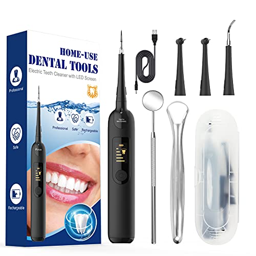 Kit Limpieza Dental, Limpieza Dental Incluir 4 cabezales de repuesto, Espejo, Raspador de lengua-Kit de Limpiador Dental de quita Obstinado Manchas Dientes