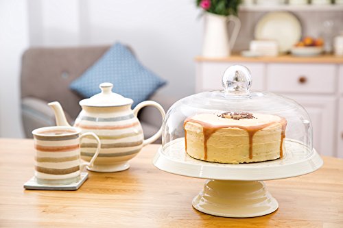 Kitchen Craft Classic Collection 29 cm Ceramic Cake Stand with Glass Dome
