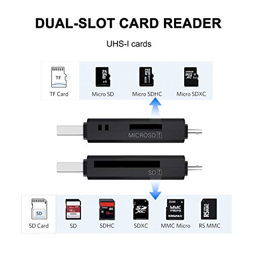 KiWiBiRD Lector Tarjeta de Memoria SD/Micro SD, Adaptador Micro USB OTG y Lector de Tarjetas USB 2.0 Computadoras de Escritorio y Portátiles/Teléfonos Inteligentes/Tabletas con Función OTG