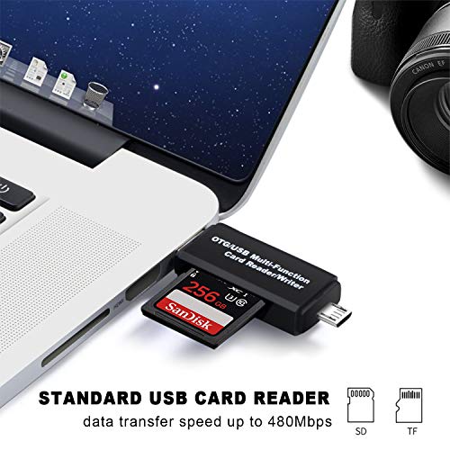 KiWiBiRD Lector Tarjeta de Memoria SD/Micro SD, Adaptador Micro USB OTG y Lector de Tarjetas USB 2.0 Computadoras de Escritorio y Portátiles/Teléfonos Inteligentes/Tabletas con Función OTG