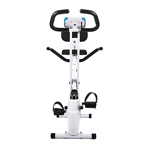 Klarfit Azura - Bicicleta Estática, Bici fija con Ordenador de Entrenamiento, Medidor de pulso, 8 Niveles de Resistencia, Volante inercia 3 kg, Peso Máx. 100 kg, Blanco