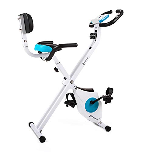 Klarfit Azura - Bicicleta Estática, Bici fija con Ordenador de Entrenamiento, Medidor de pulso, 8 Niveles de Resistencia, Volante inercia 3 kg, Peso Máx. 100 kg, Blanco