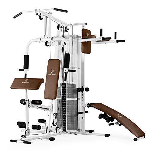 Klarfit Ultimate Gym - Máquina multifunción musculación, Multiestación musculacion, Máquina de musculación, Hombros, Espalda, Brazos, isquiotibiales y glúteos, Acolchada, 5000, Blanco