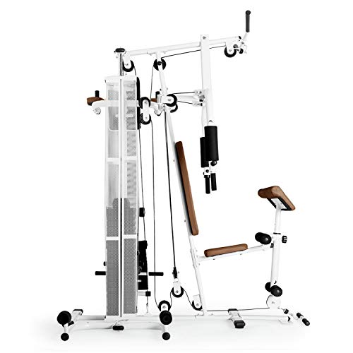 Klarfit Ultimate Gym - Máquina multifunción musculación, Multiestación musculacion, Máquina de musculación, Hombros, Espalda, Brazos, isquiotibiales y glúteos, Acolchada, 5000, Blanco