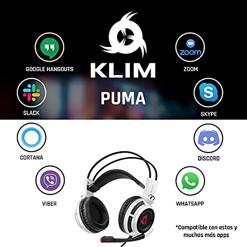 KLIM Puma – Cascos Auriculares Gaming con micrófono – Sonido Envolvente 7.1 – Cascos PS5 Audio – Vibración integrada – Blancos – Ideales para Jugar en PC, PS4, PS5 - Nueva Versión 2022
