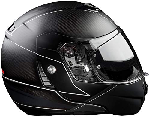 Klim tk1200 Karbon Hombres de la calle motocicleta casco modular – Skyline, color negro mate