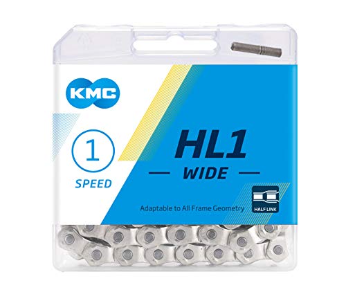 KMC HL1 - Cadena de Ciclo Ancho para Unisex, Color Plateado, 100 eslabones de 1/2 x 1/8 Pulgadas