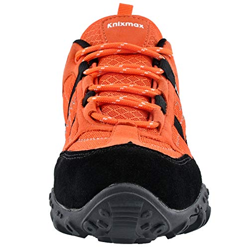 Knixmax Zapatillas de Senderismo para Mujer y Hombre Zapatillas de Montaña Trekking Trail Ligeros Cómodos y Transpirables Zapatillas Antideslizante de Deporte Naranja 41EU