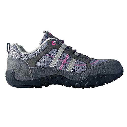 Knixmax Zapatillas de Senderismo para Mujer y Hombre Zapatillas de Montaña Trekking Trail Ligeros Cómodos y Transpirables Zapatillas Antideslizante de Deporte Gris 36EU
