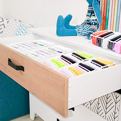 KOARBI Organizador de Cajones Transparente Flexible y Ajustable para Ropa Interior, Calcetines, Maquillaje, Baño, Ropa de Bebe, Escritorio, Armario, Divisor de Cajón Plegable. Pack x2