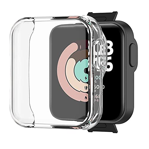 Kobmand Funda para Xiaomi Mi Watch Lite Vidrio Templado,Funda Protectora De Parachoques de TPU Ultrafina y Suave Antirrayas for Xiao Mi watch lite (Transparent+Plata)