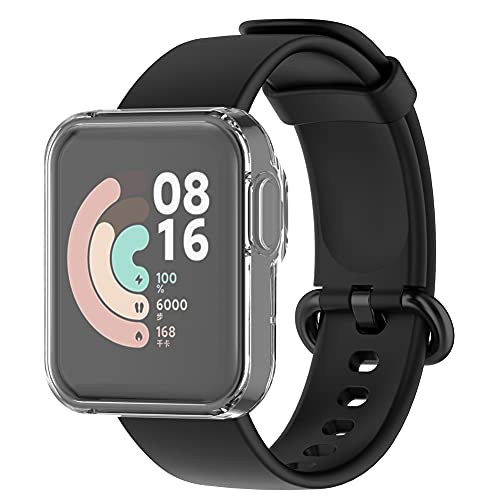 Kobmand Funda para Xiaomi Mi Watch Lite Vidrio Templado,Funda Protectora De Parachoques de TPU Ultrafina y Suave Antirrayas for Xiao Mi watch lite (Transparent+Plata)